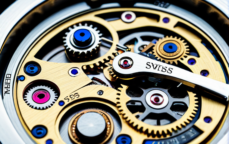 스위스 아날로그 시계의 명성 - Close-up of a Swiss Watch Movement**
"Intricate macro photograph of a Swiss watch mechanical moveme...