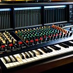 아날로그 레코딩 믹싱 - Analog Mixing Console**

"A vintage analog mixing console, illuminated by warm, inviting light in a ...