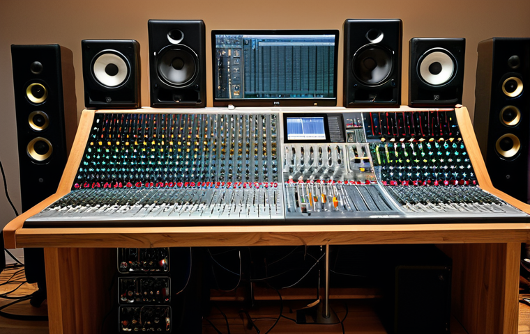 아날로그 레코딩 믹싱 - Sound Engineer at Work**

"A sound engineer in a recording studio, wearing a casual but professional...