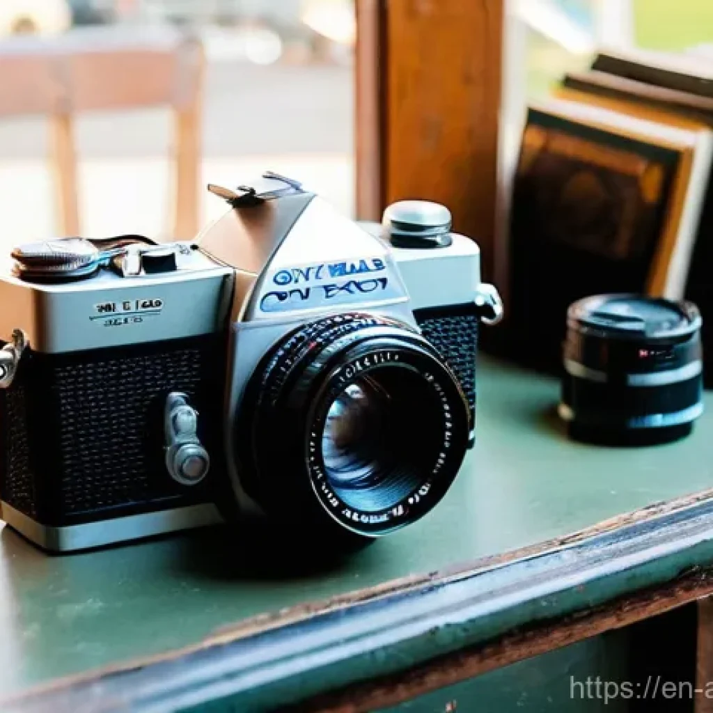 필름 카메라 사용법 - **"The Analog Treasure Hunt"**: A warmly lit, inviting antique shop or a bustling vintage camera sta...