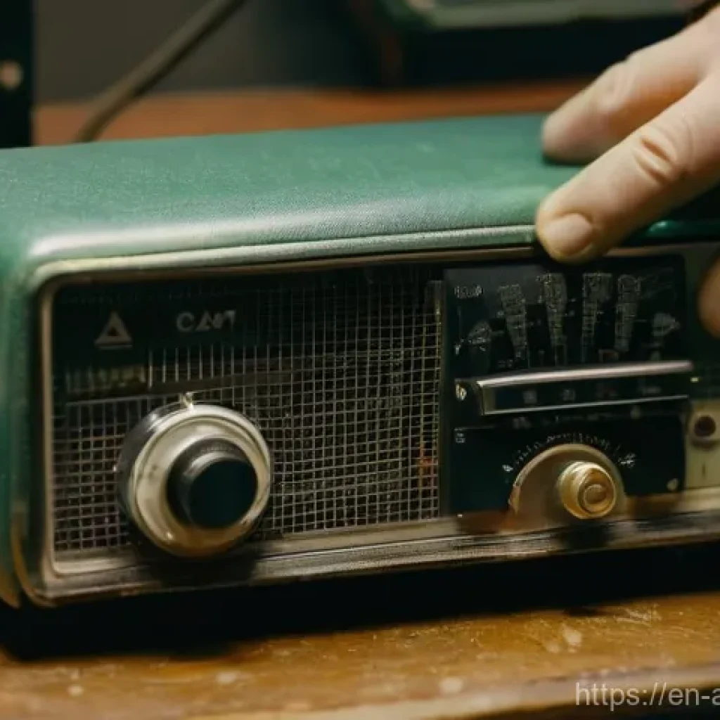 아날로그 기기 복원 - A close-up, highly detailed shot of a person's hands, wearing practical work gloves, meticulously cl...