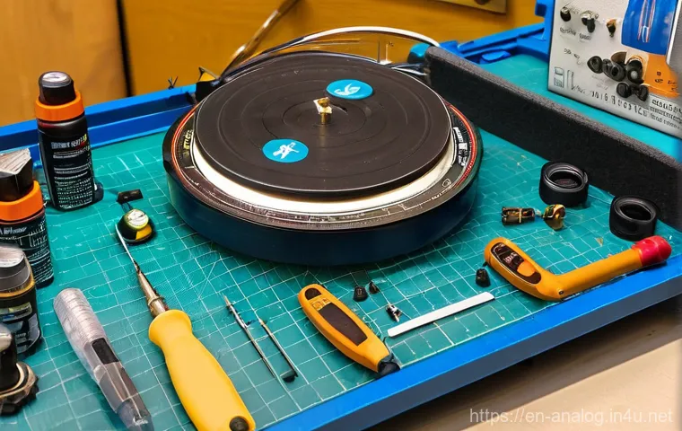 아날로그 기기 복원 - A close-up, highly detailed shot of a person's hands, wearing practical work gloves, meticulously cl... 아날로그 기기 복원 - A close-up, highly detailed shot of a person's hands, wearing practical work gloves, meticulously cl...
