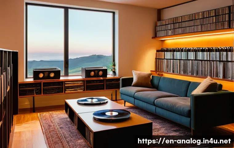 아날로그 테이프 레코딩 - **Prompt 1: The Soulful Resonance of Analog Warmth**
"A cozy, dimly lit listening room bathed in...