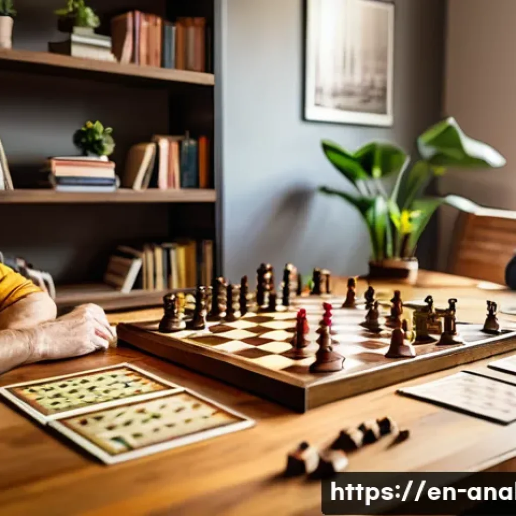 보드 게임 전략 - A detailed, dynamic scene of an intense strategic board game session featuring diverse adult players...