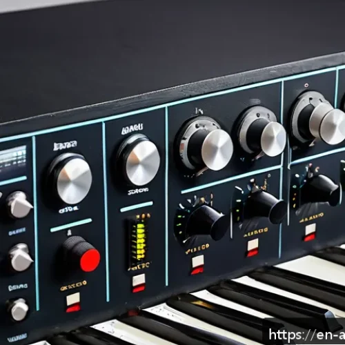 아날로그 합성기 - A detailed close-up image of a vintage analog synthesizer’s oscillator section, showcasing classic k...